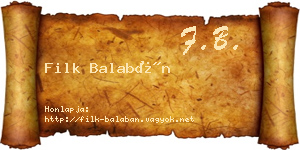 Filk Balabán névjegykártya